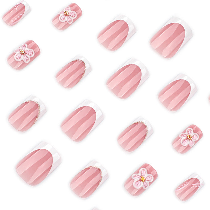 Artful Nail Extensions with Flower Design Kalsten