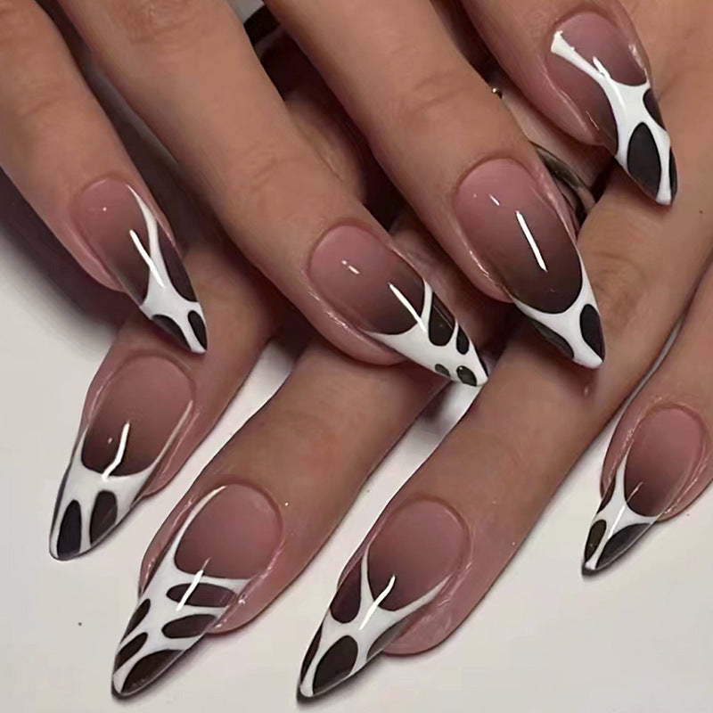 Artistic Press-On Nail Tips Set with Abstract Design