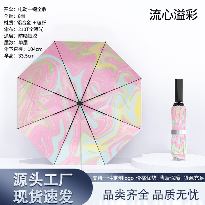 Women's automatic folding umbrella with marbled design Kalsten