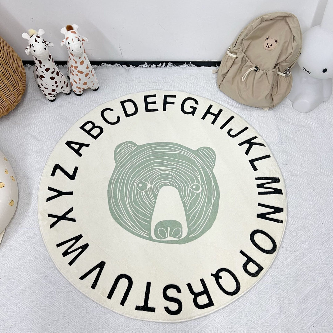 Round Educational Alphabet Play Rug with Sheep Illustration