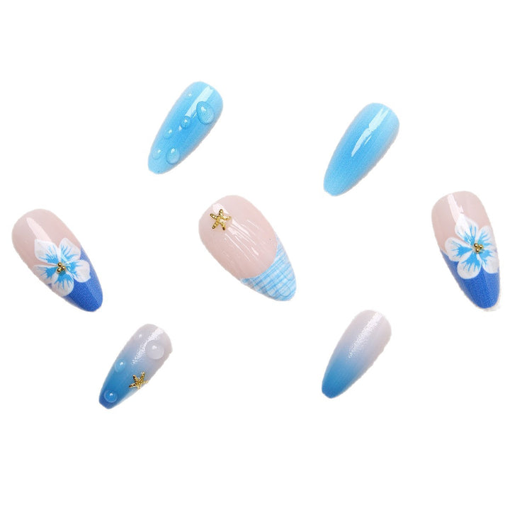 Elegant Artificial Nails with Maritime Design Kalsten