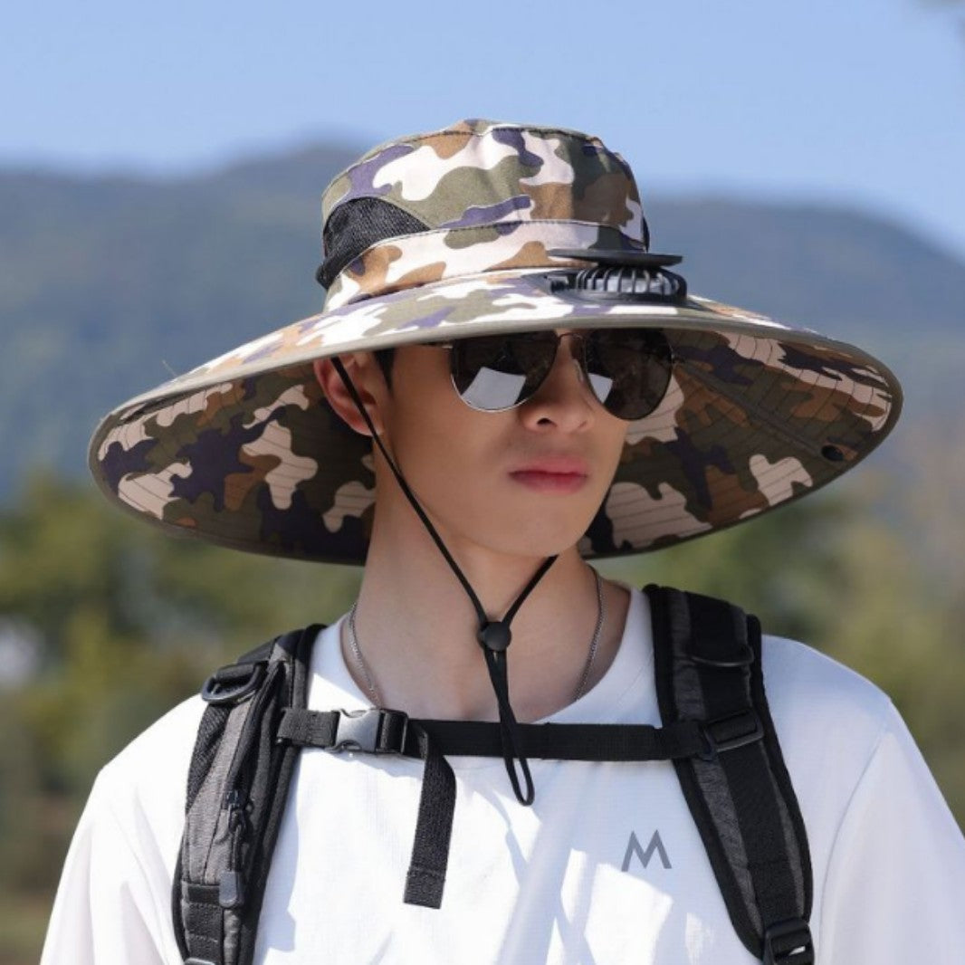tactical fishing hat with wide brim, mesh ventilation and adjustable chin strap Kalsten