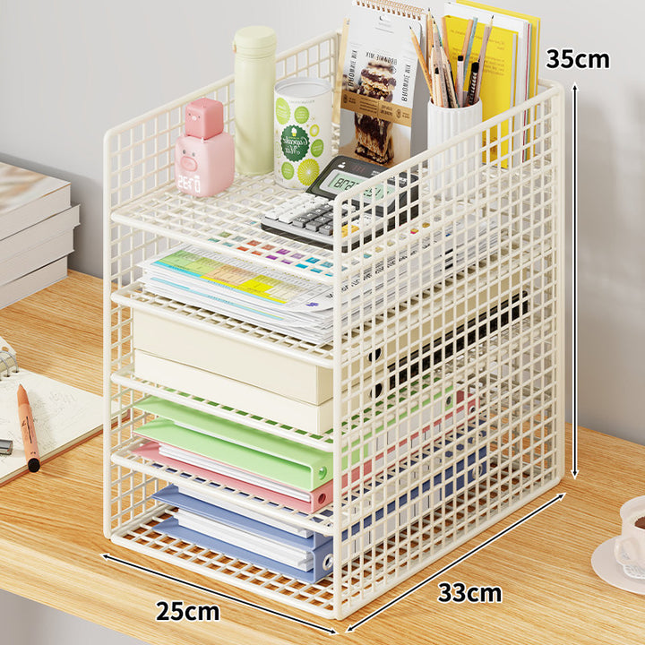 Mesh Two-Tier Desktop Document and Stationery Organizer