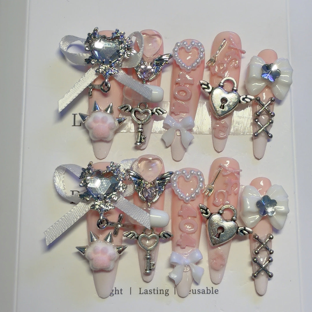 Charming Decorative Press-On Nail Art Set