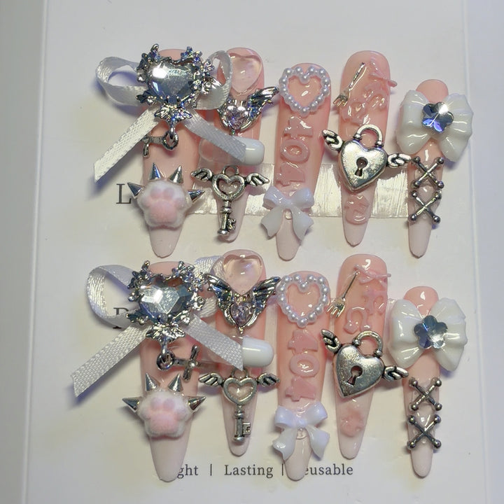 Charming Decorative Press-On Nail Art Set