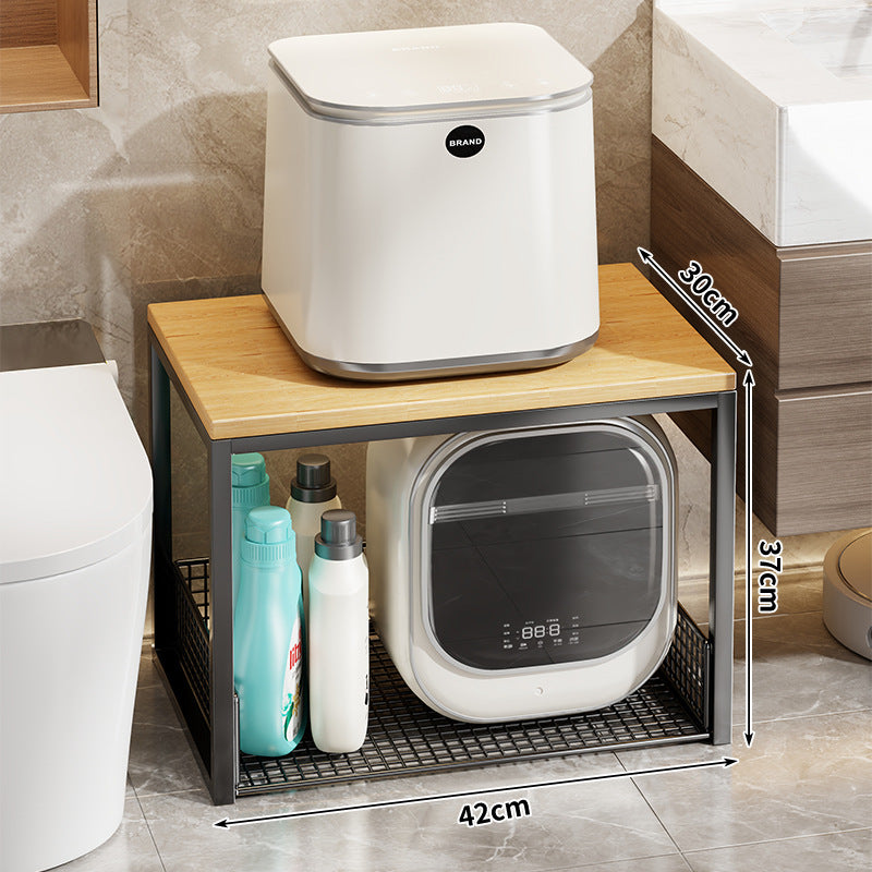 Narrow Rolling Mesh Cabinet Shelf with Bamboo Top and Locking Swivel Casters
