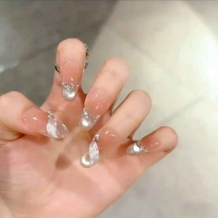 Elegant Glitter Tips Acrylic Nail Extensions