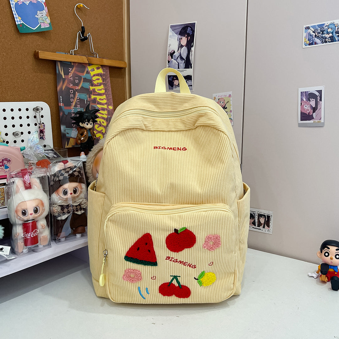 Stylish Embroidered Fruit Pattern Backpack Kalsten