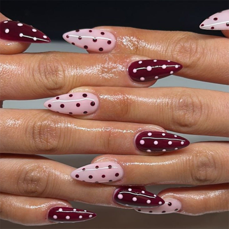 Artistic Polka Dot Stiletto Press-On Nails Kalsten