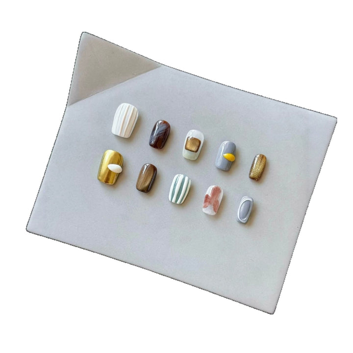 Artistic Press-On Nail Set with Luxury Patterns
