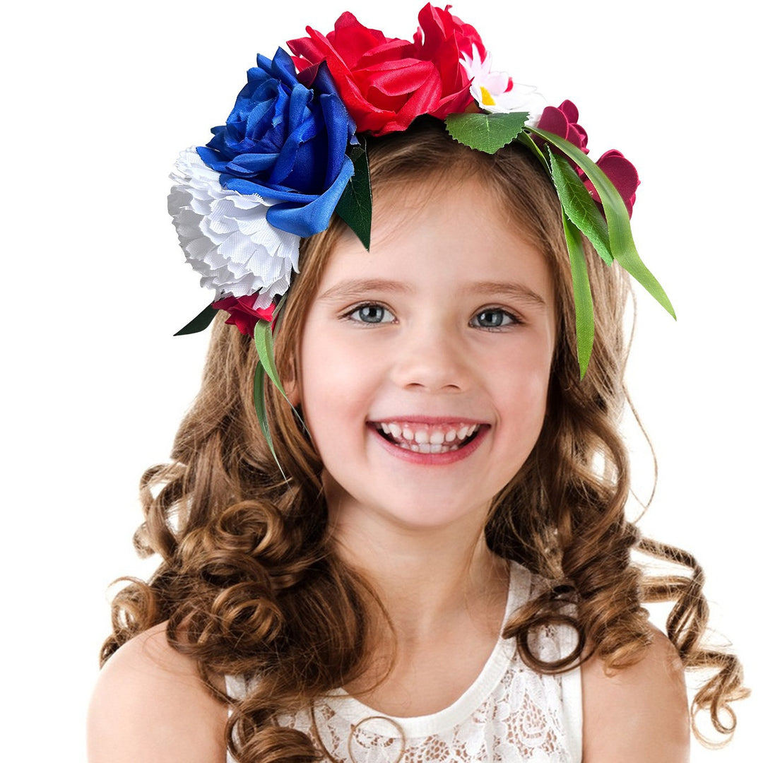Women's flower crown headband with artistic roses and greenery Kalsten