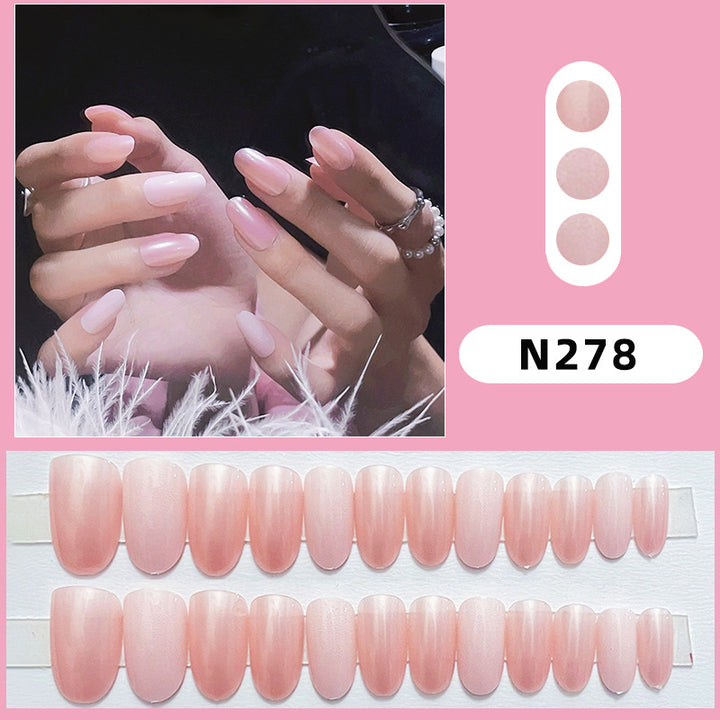 Glossy French Tip Press-On Nails Set