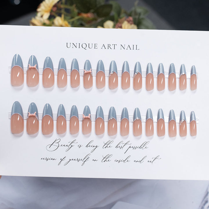 Artistic Press-On Nails with Ocean-Inspired Design