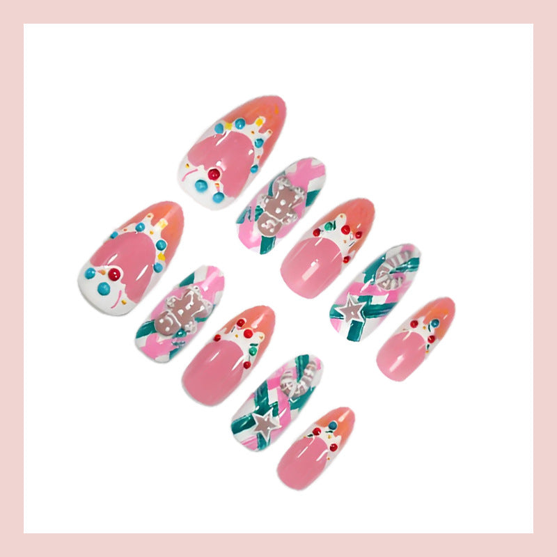 Artificial nail set with festive Christmas motifs and glitter accents Kalsten