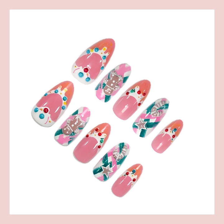 Artificial nail set with festive Christmas motifs and glitter accents Kalsten