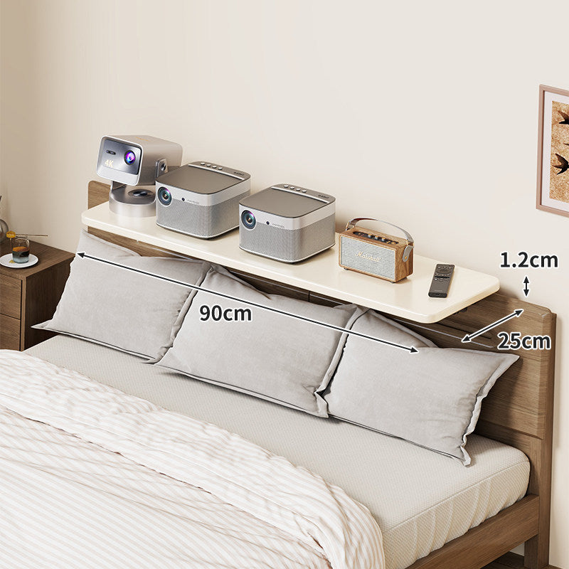 Wall-Mounted Slim Floating Headboard Shelf with Rounded Corners and Concealed Brackets