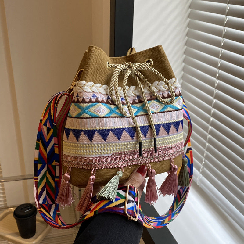Embroidered Festival Drawstring Bag