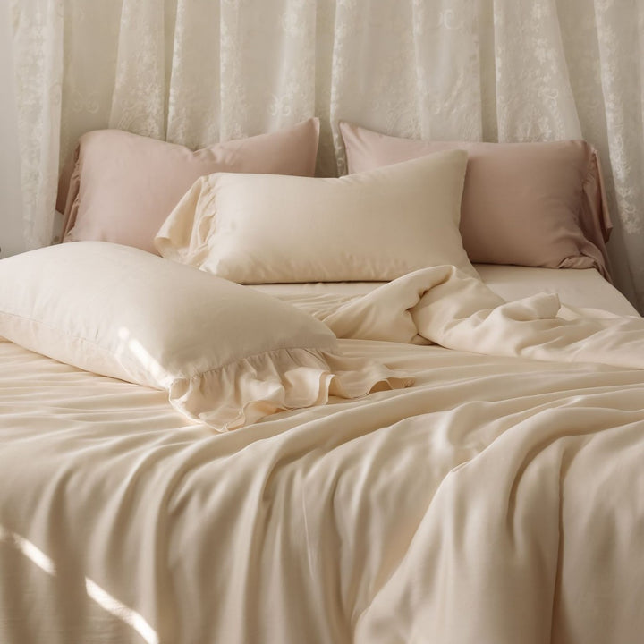 Silk Cotton Satin Duvet Cover Set with Temperature Regulating Climate Finish