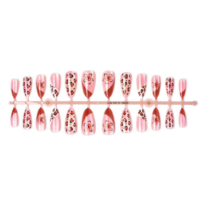 Artistic Floral and Leopard Print Press-On Nail Set Kalsten