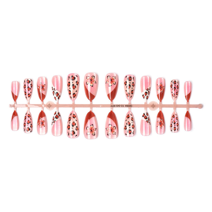 Artistic Floral and Leopard Print Press-On Nail Set Kalsten