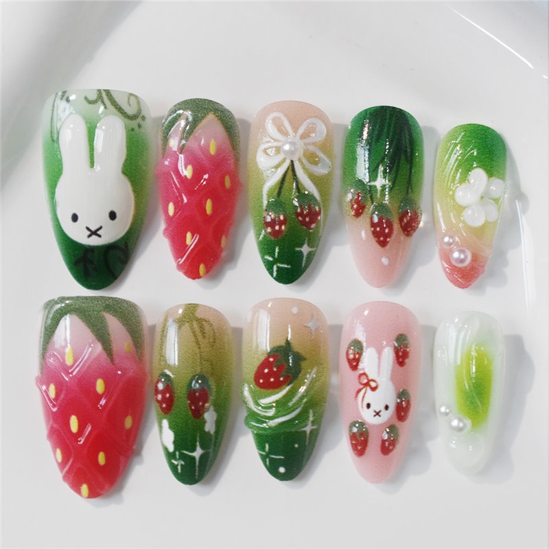 Playful Themed Press-On Nail Art Set Kalsten