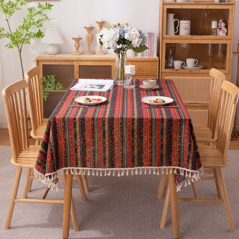 Vibrant Bohemian Fringe Tablecloth