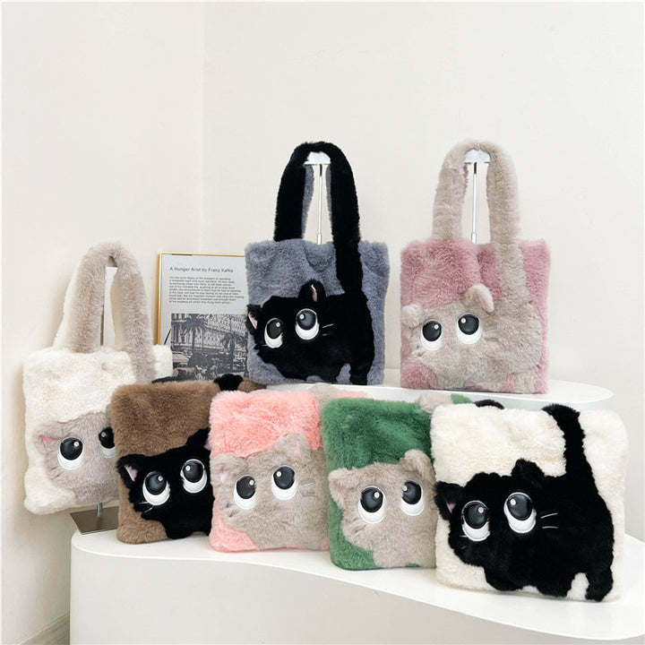 Plush shoulder bag with cat motif Kalsten