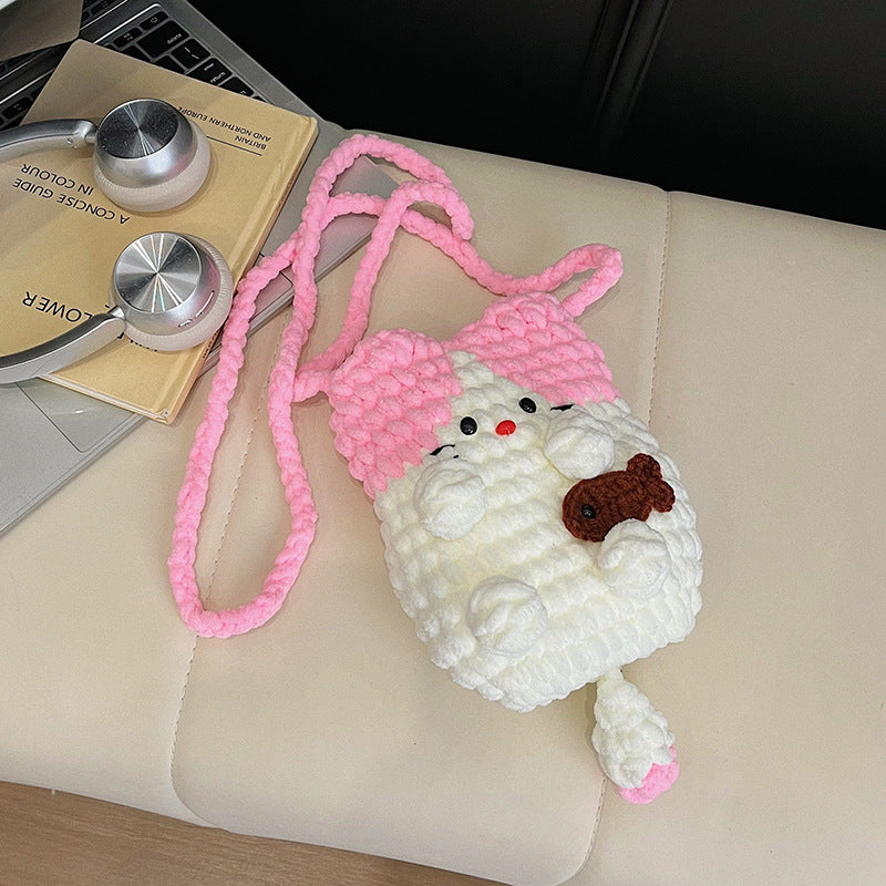 Creative Cat-Themed Crochet Crossbody Bag