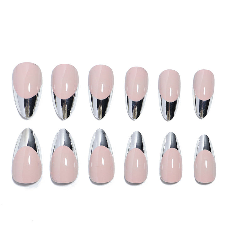 Glossy Stiletto Press-On Nail Set with Silver Accents Kalsten