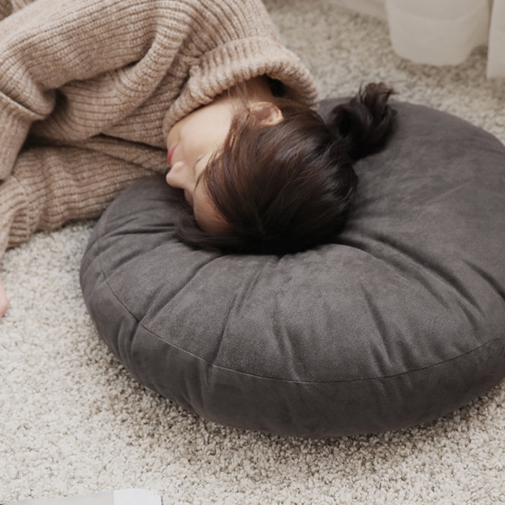 Floor cushion pouf with shape-stable filling and removable cover