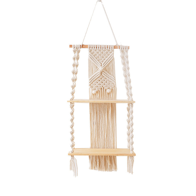 Macramé Wall Shelf with Multi-Tiered Design Kalsten