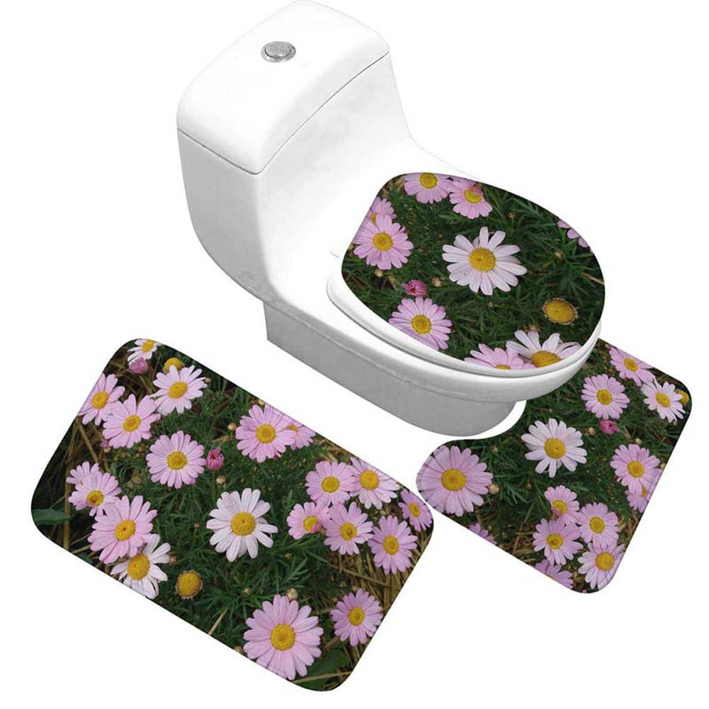 Floral Design Toilet Mat Set