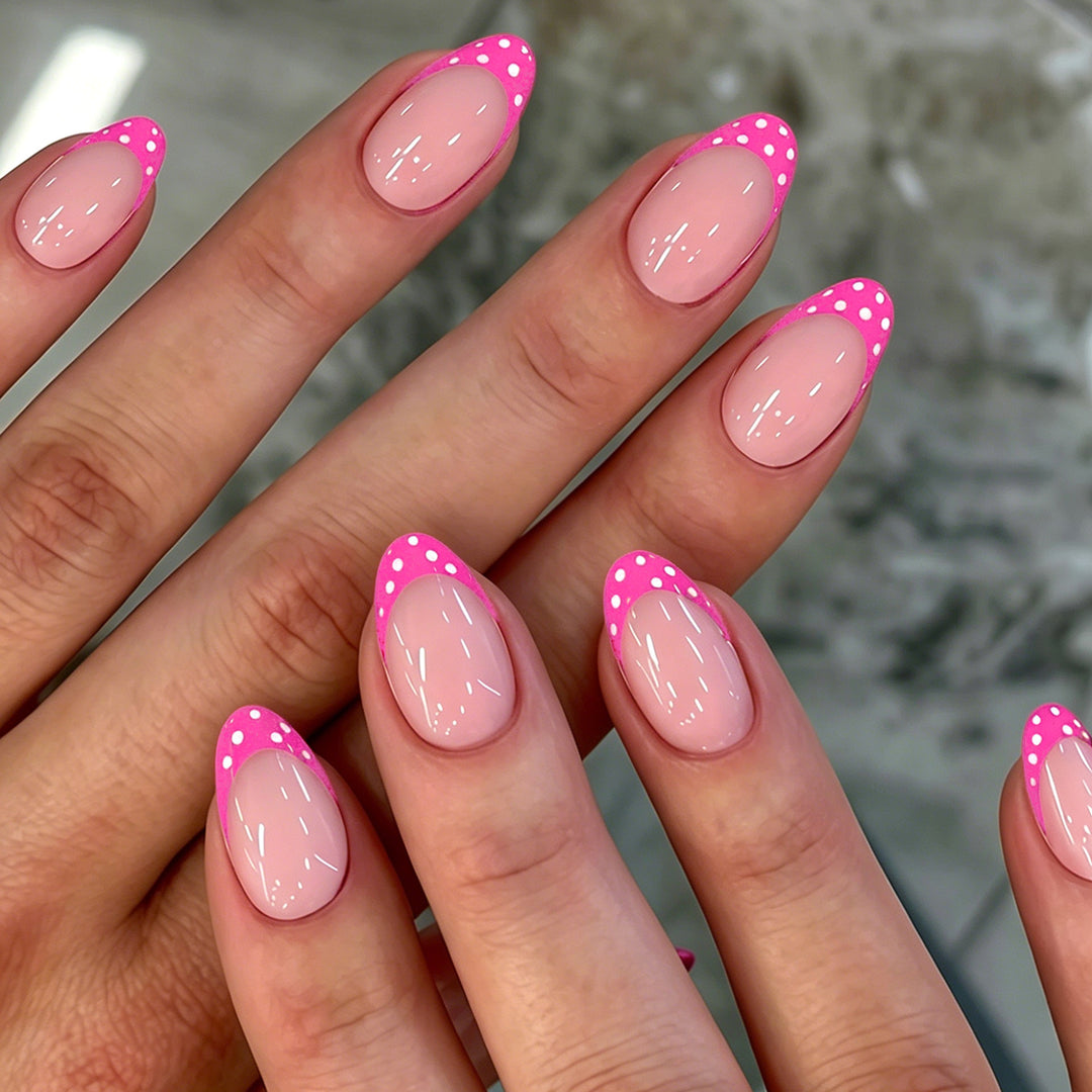 Artistic Polka Dot French Tip Nail Set Kalsten
