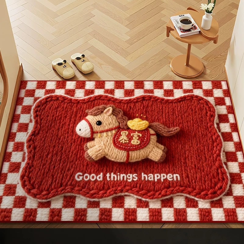 Festive Cartoon-Themed Plush Area Mat for Home