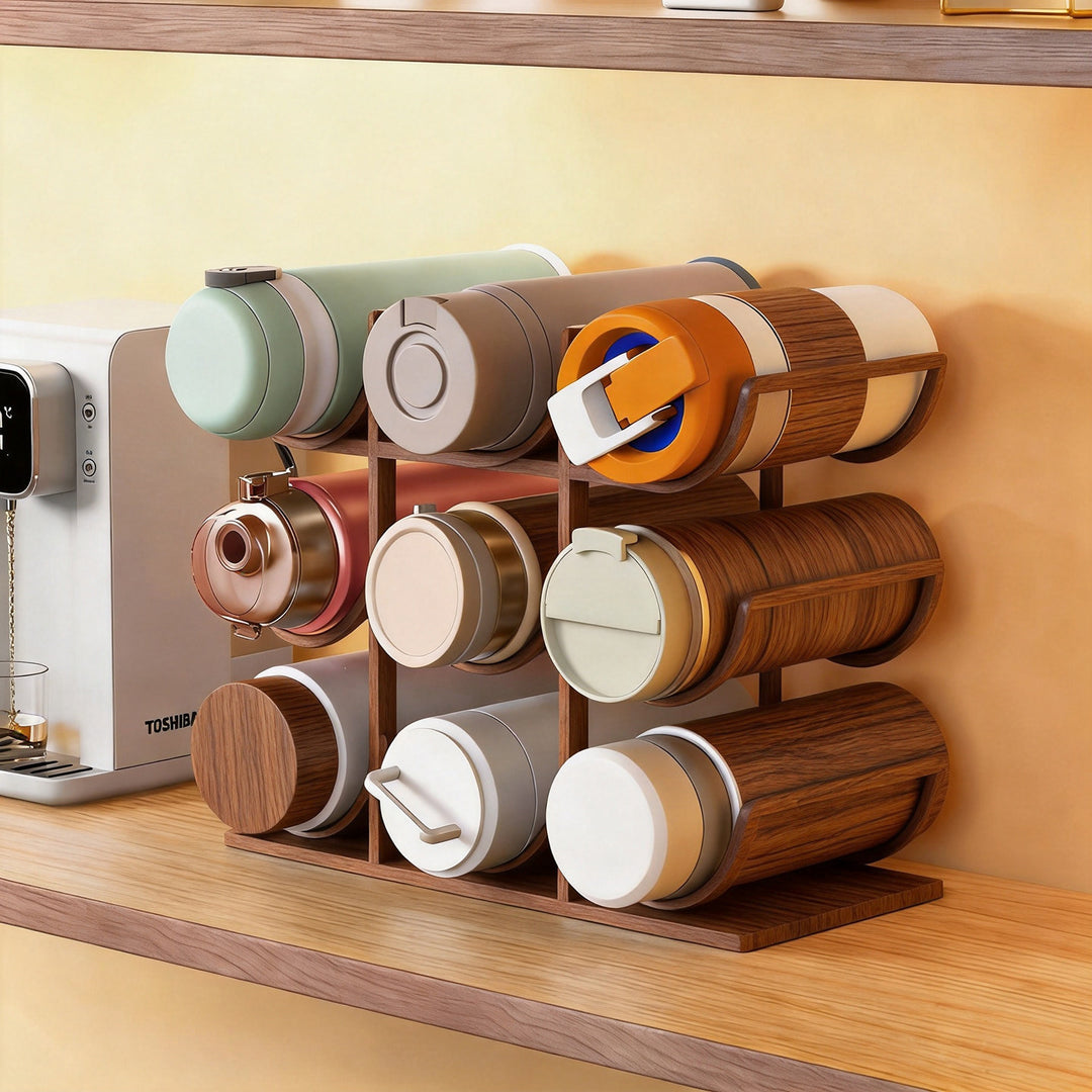 Countertop Six-Bottle Metal Wine Rack Organizer with Stacked Horizontal Holders