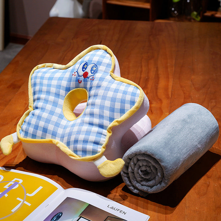 Ergonomic baby head support pillow against flat head, flower-shaped memory cushion