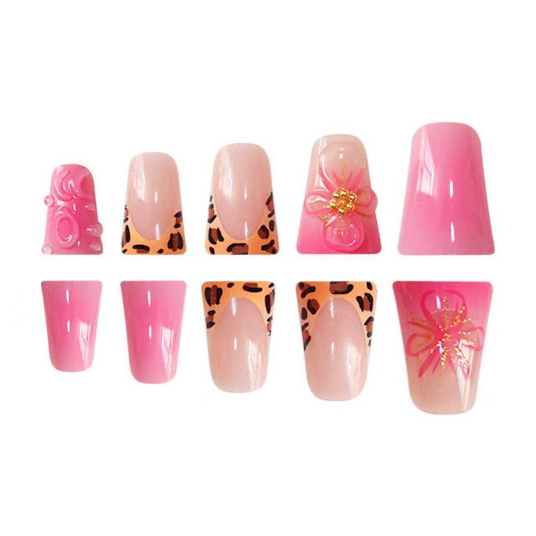 Decorative Press-On Nail Extensions with Floral Accents Kalsten
