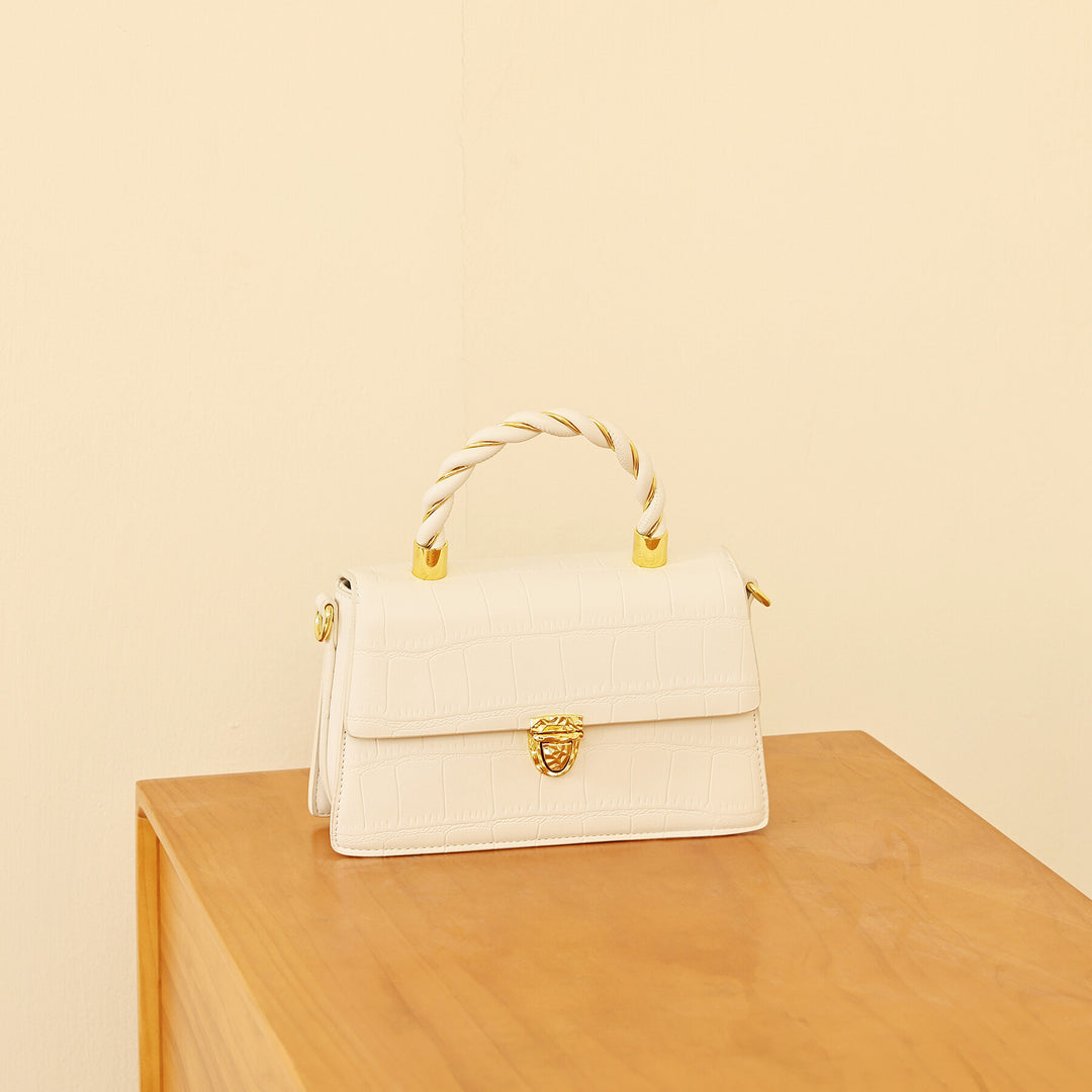 Crocodile Patterned Leather Handbag