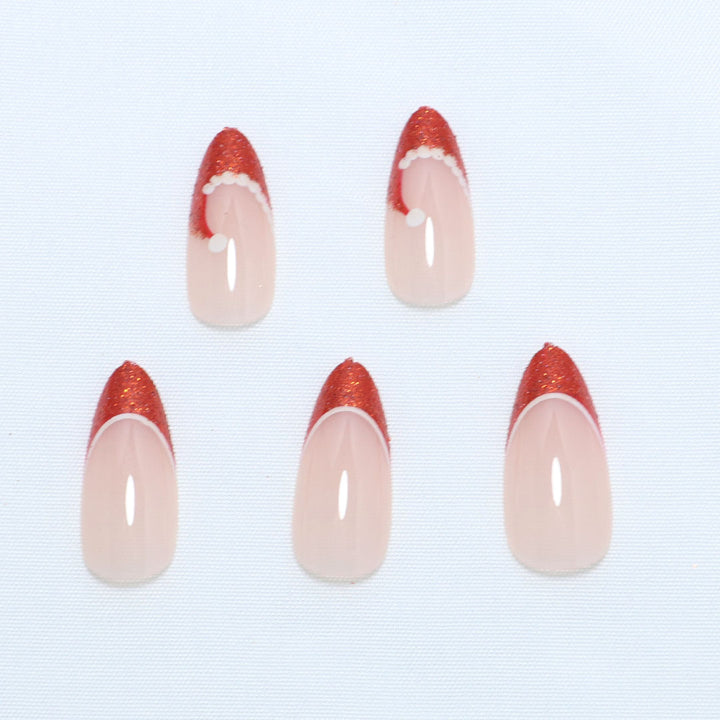 Artistic French Tip Press-On Nails with Glitter Accents Kalsten