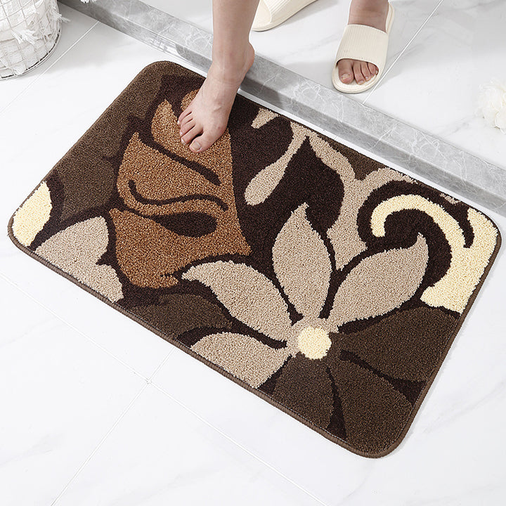 Floral Patterned Bath Mat for Bathroom