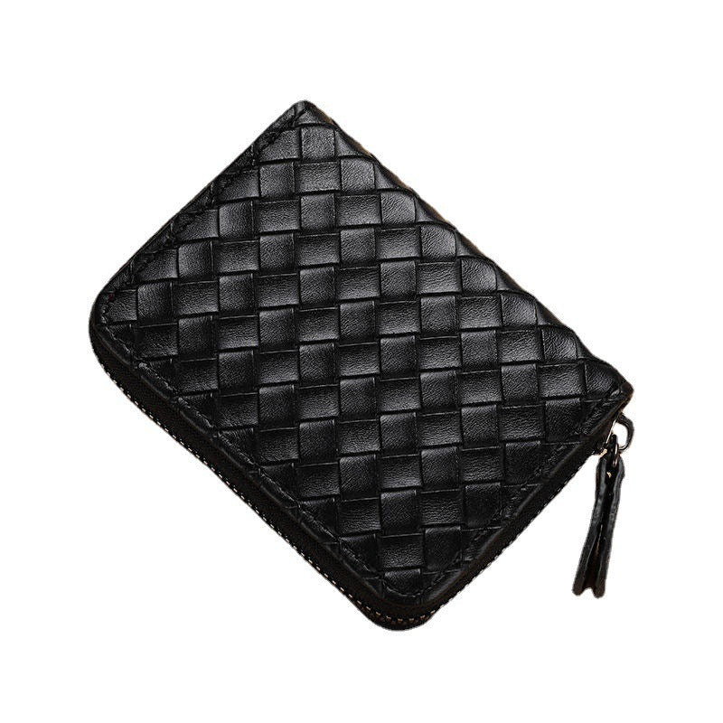 Woven Leather Zippered Wallet