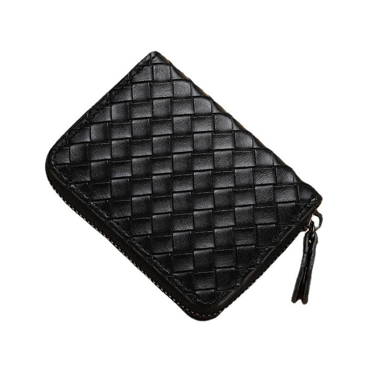 Woven Leather Zippered Wallet