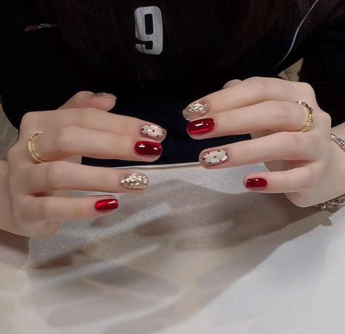 Decorative Press-On Nail Set with Star and Bow Designs Kalsten
