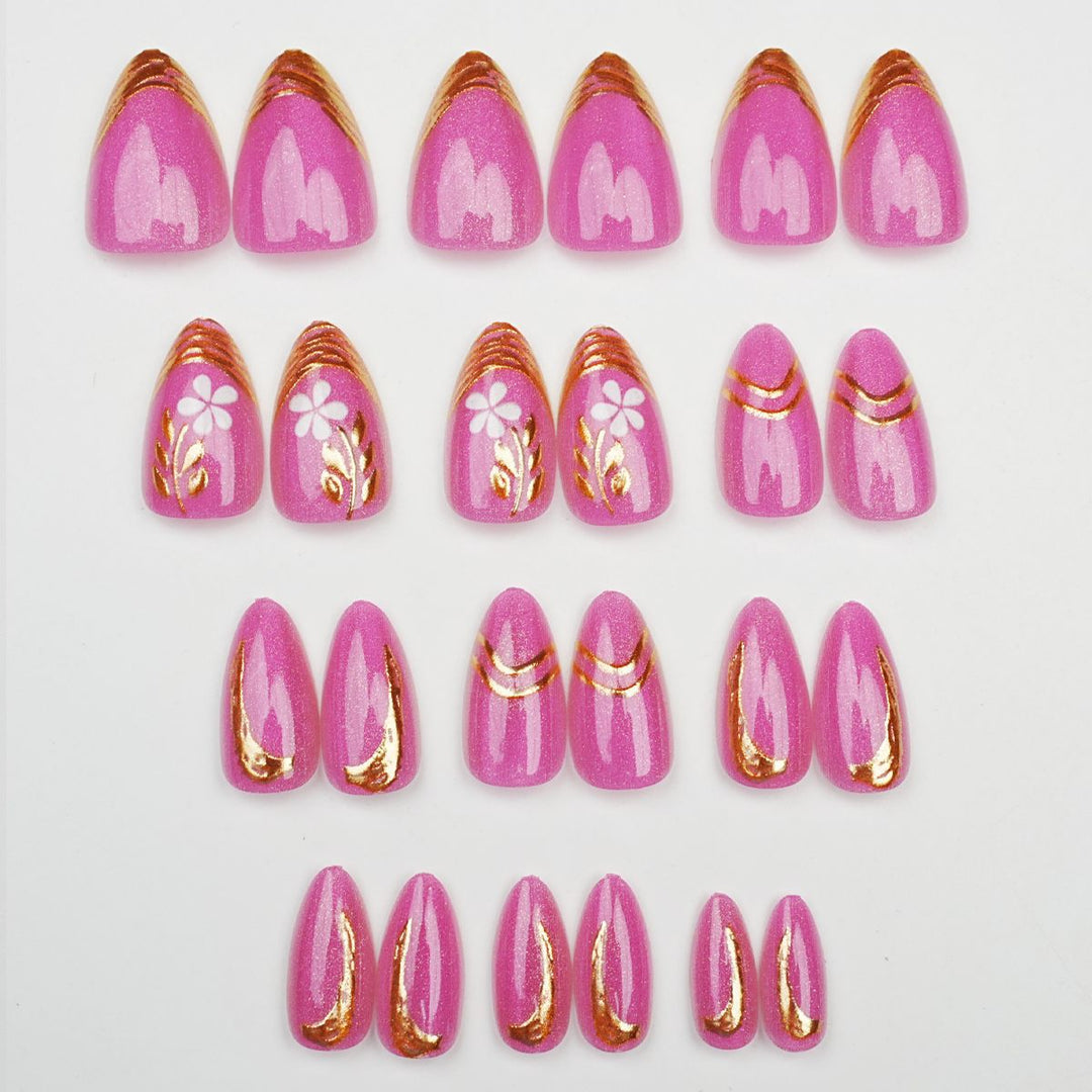 Flower-Embellished Press-On Nail Set