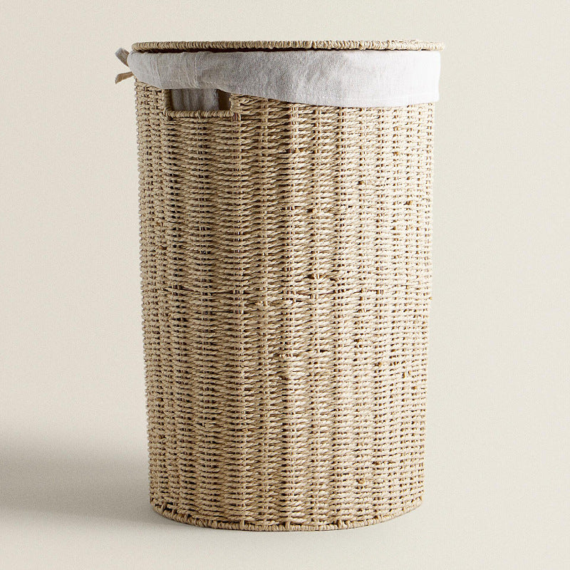 Round laundry basket made of natural materials Kalsten