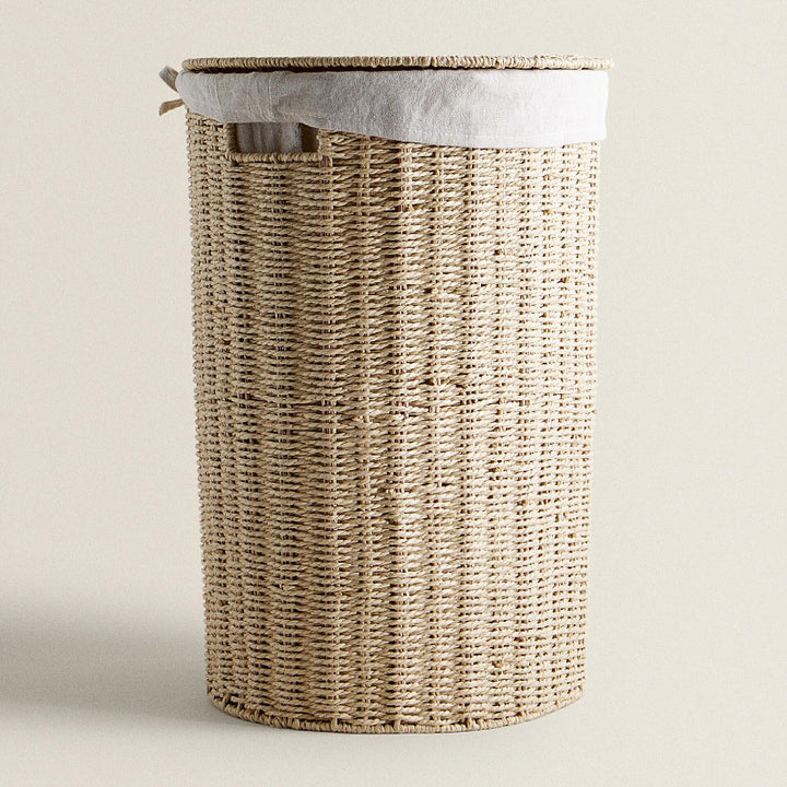 Round laundry basket made of natural materials Kalsten