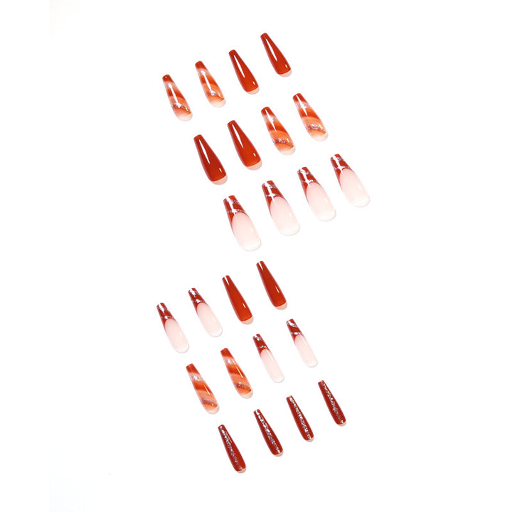 Artful gel nails in elegant high-gloss design with glitter accents and stylish patterns Kalsten
