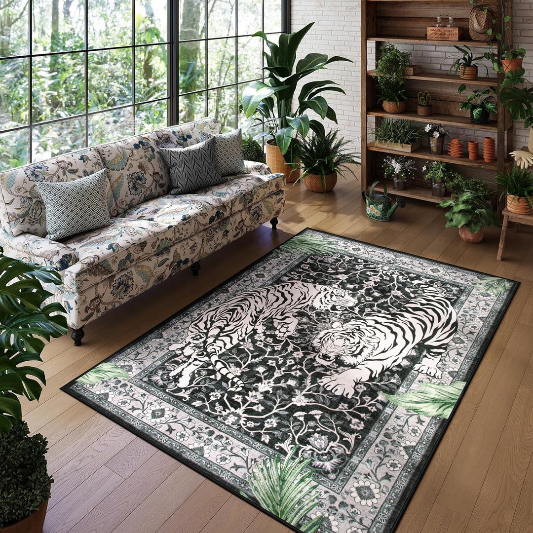 Artistic Tiger Print Area Rug Kalsten