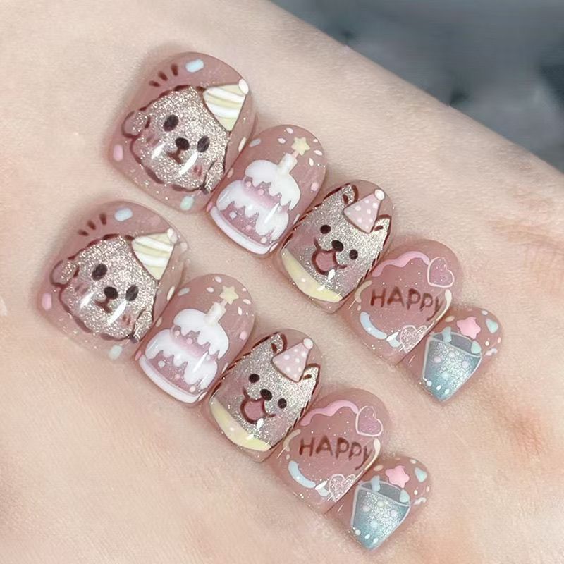 Playful Cat-Themed Press-On Nail Art Kalsten
