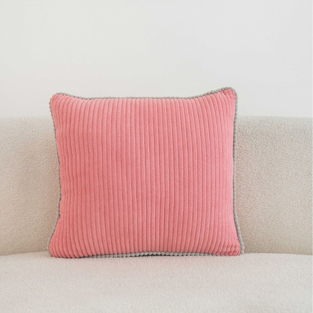 Ribbed Corduroy Square Throw Pillow with Scalloped Edge